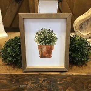 Potted Greenery Watercolor Wooden Wall Art